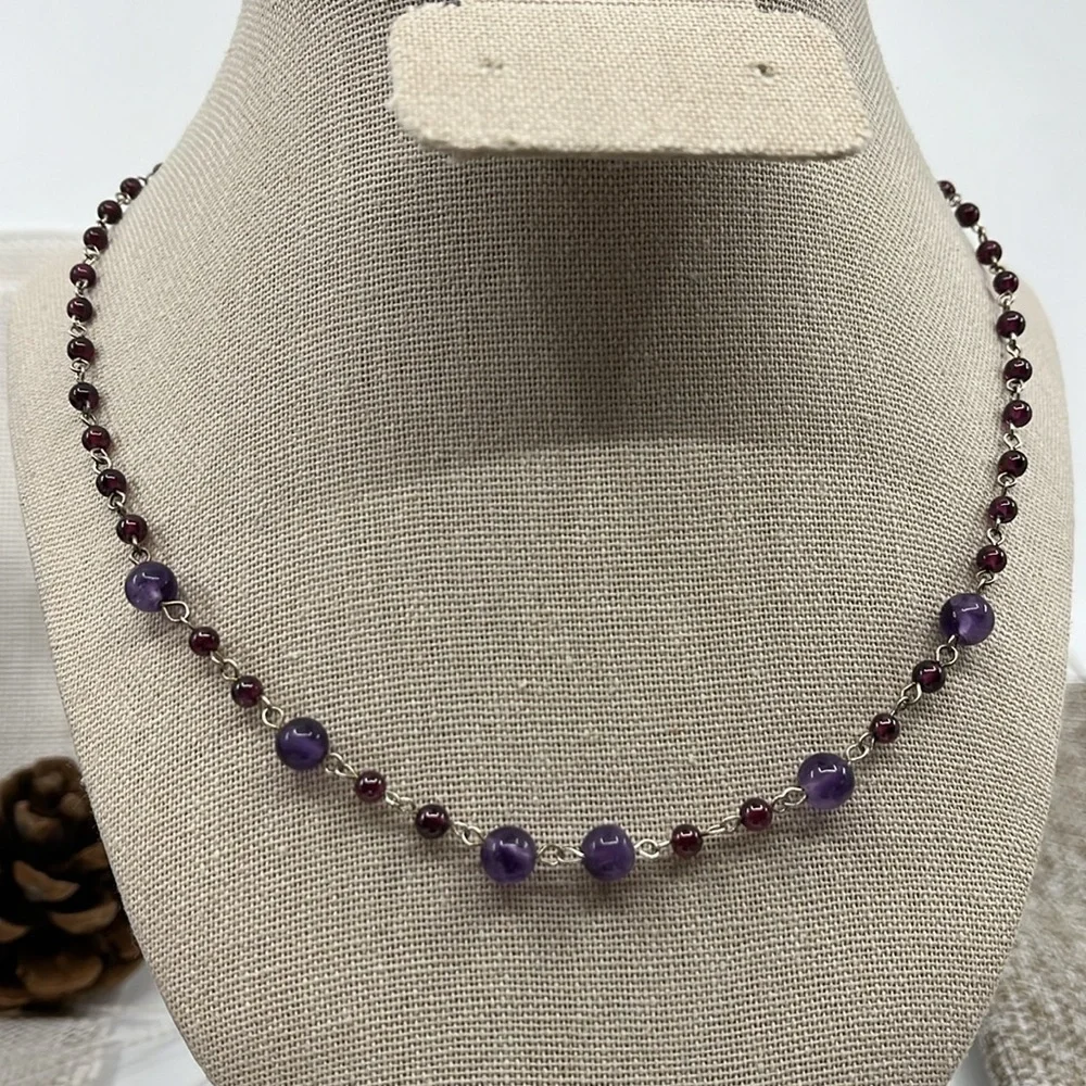 Vintage ✨ Sterling Silver Beaded Adjustable Necklace with Marcasite Pendant 💎 - Picture 6 of 14